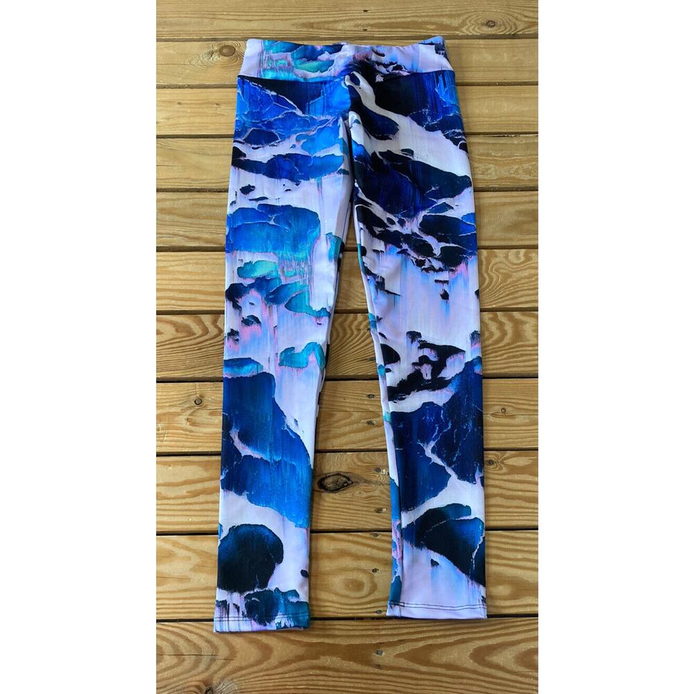 NEW Vapor 95 Mmarbled Leggings Size Small Women’s Blue